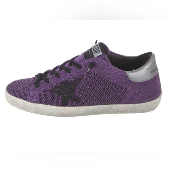 Golden Goose Sparkling Purple Black Superstar Sneakers Size 8 ~ 38 - Picture 1 of 5
